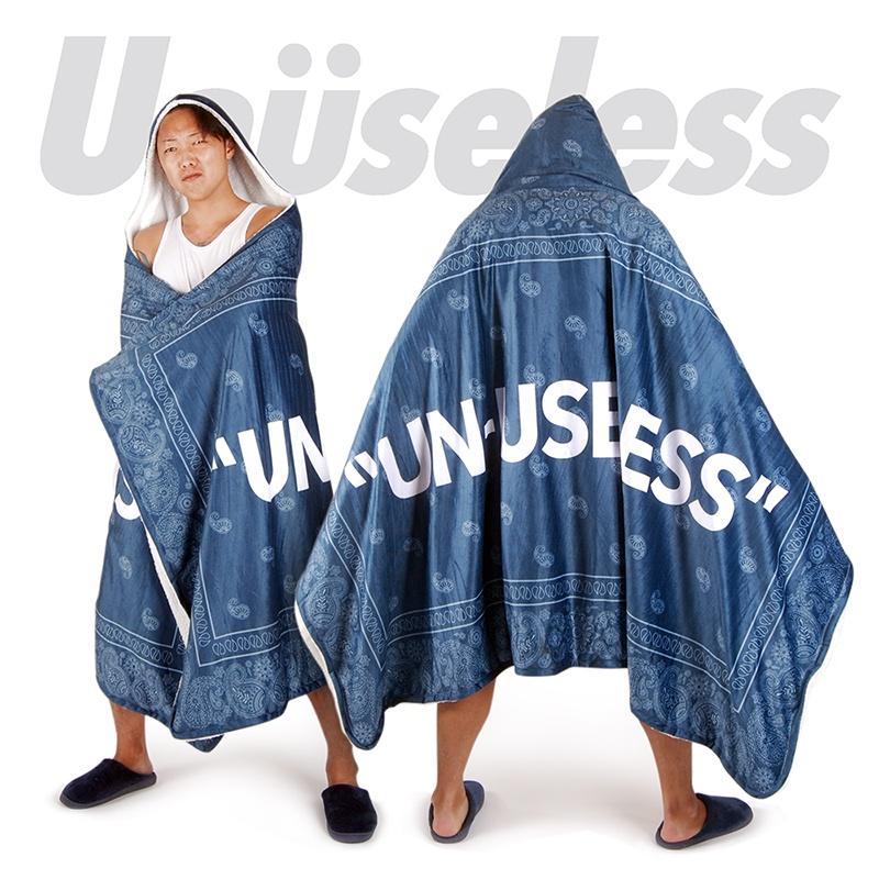 【 Unuseless 】藍色變形蟲連帽懶人萬用毯