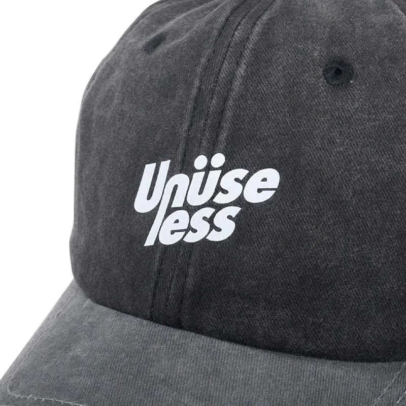 【 Unuseless 】基本Logo 撞色水洗老帽 ( 黑灰 )