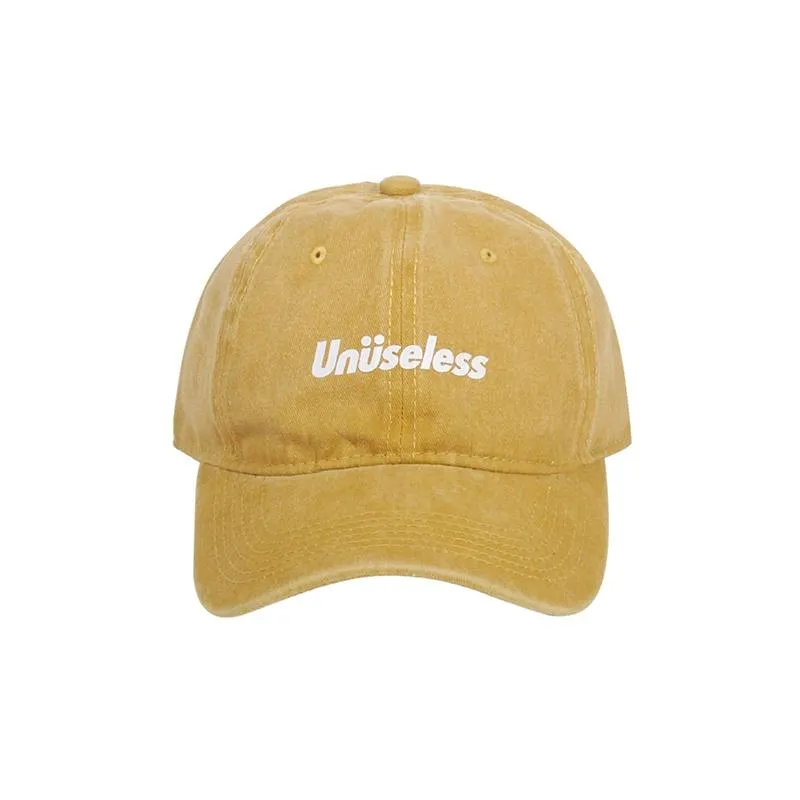 【 Unuseless 】基本Logo 水洗老帽 ( 芥末黃 )