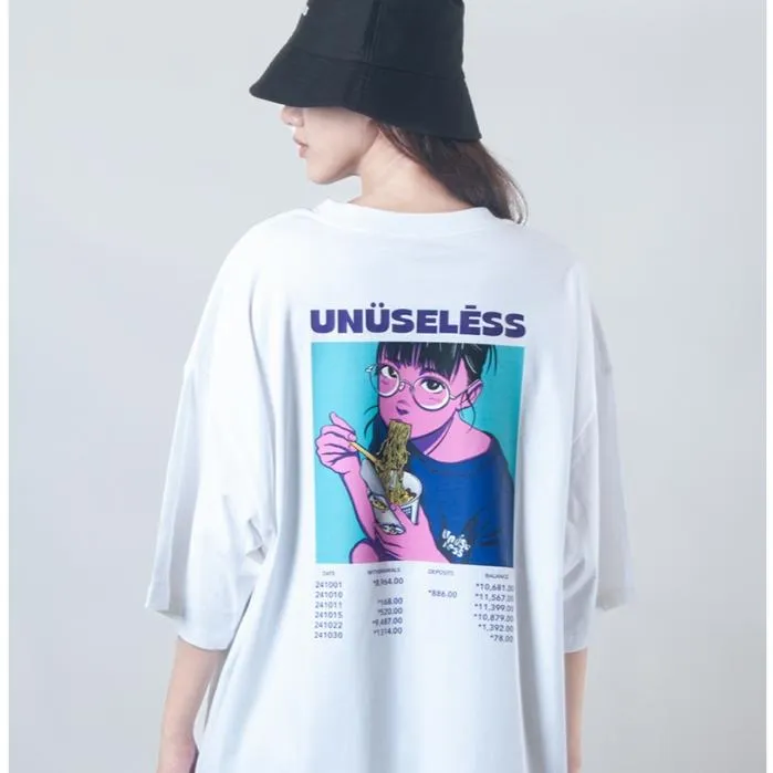 【 Unuseless 】月底女孩 寬版重磅短T ( 白 ) 100%純棉