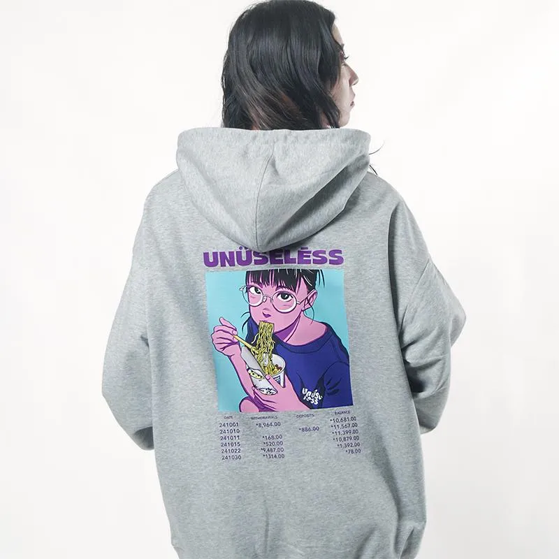 【 Unuseless 】月底女孩 寬版落肩帽T ( 灰 )