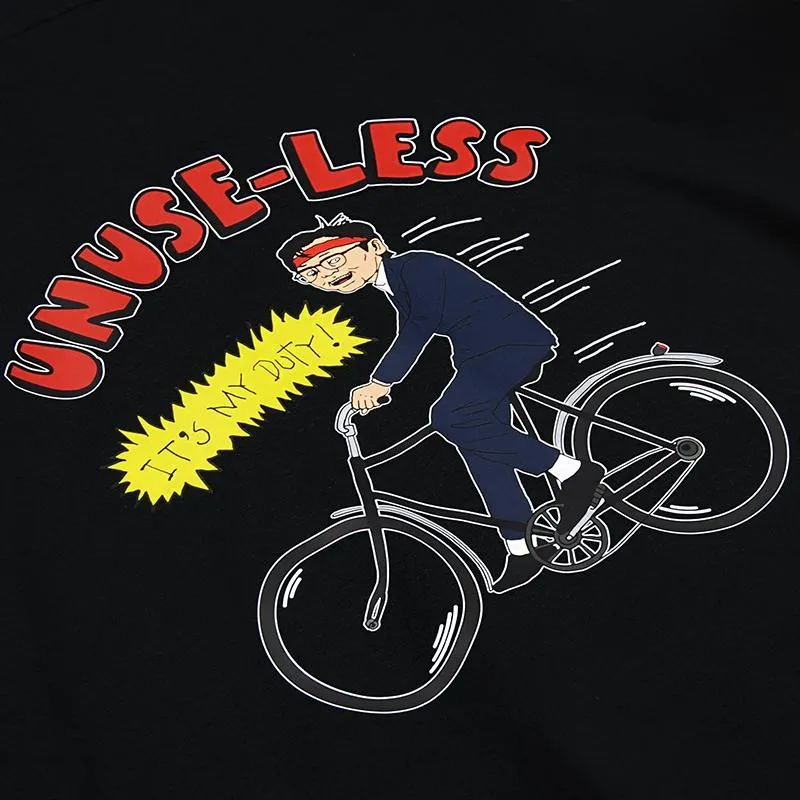 【 Unuseless 】It's my DUTY 寬版落肩帽T（ 黑 ）