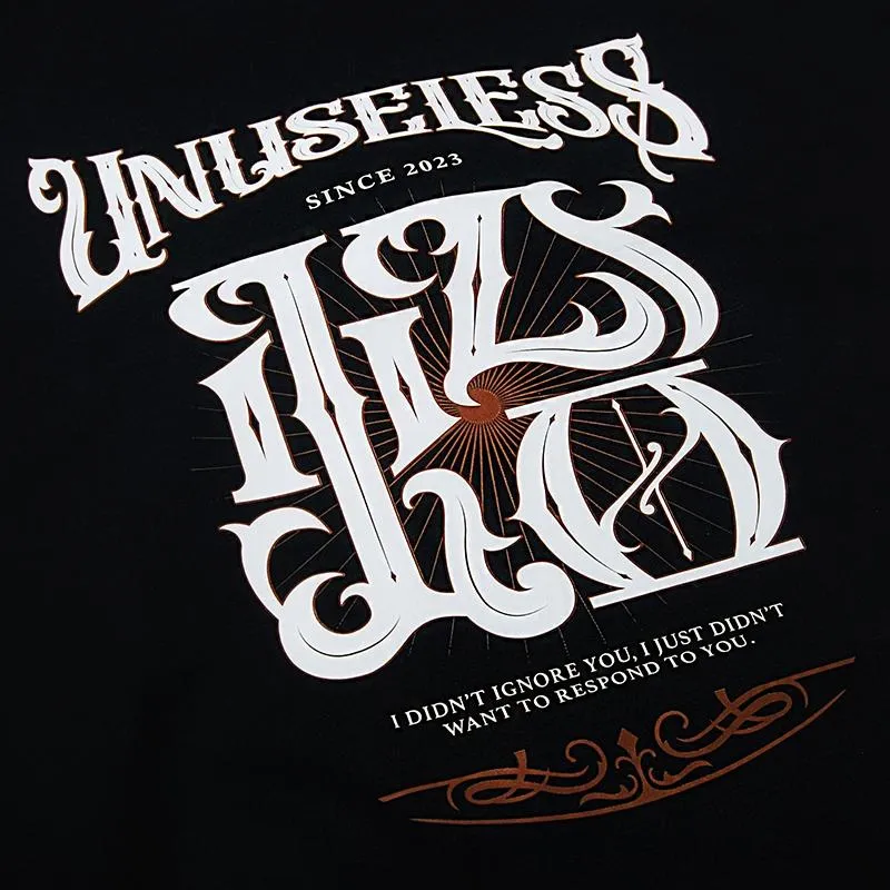 【 Unuseless 】蛤蛤蛤 寬版落肩帽T ( 黑 )