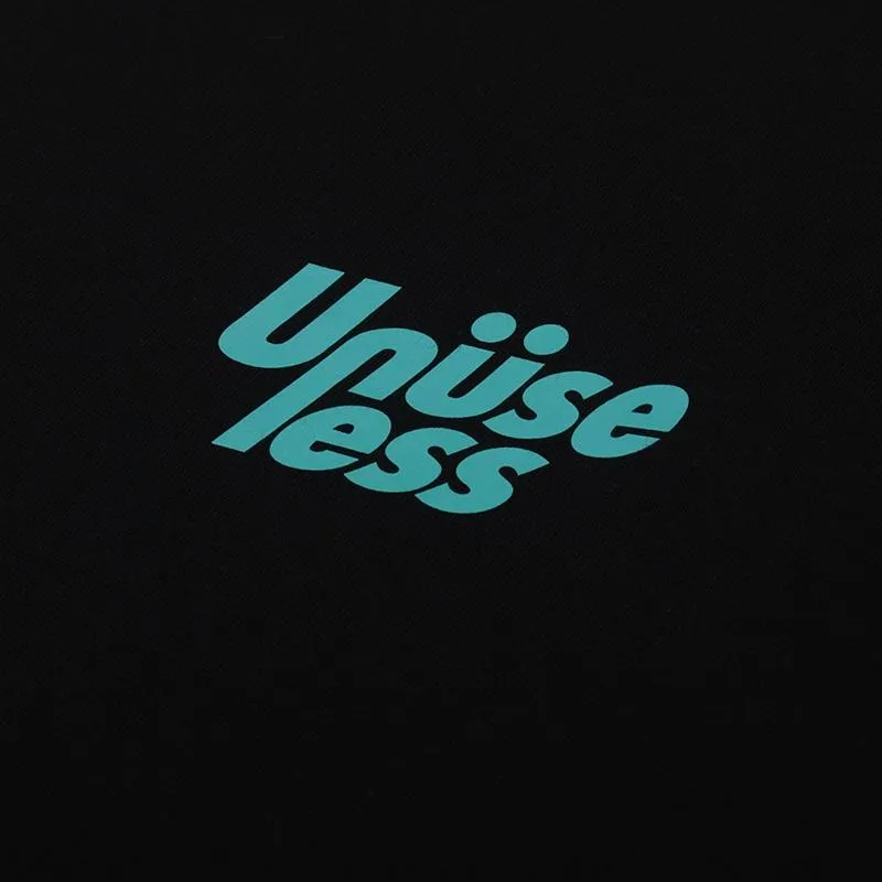 【 Unuseless 】害羞女孩 寬版落肩大學T（ 黑 ）