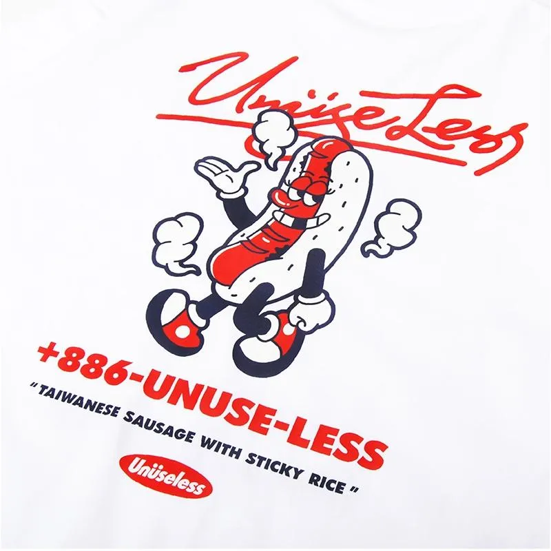 【 Unuseless 】大腸包小腸 寬版落肩大學T（ 白 ）