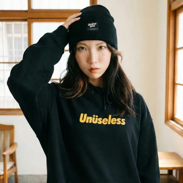 【 Unuseless 】給我紅包 寬版落肩帽T（ 黑 ）