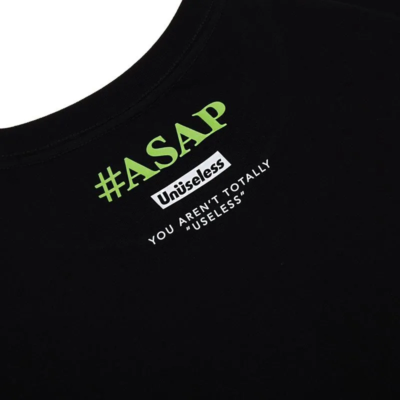 【 Unuseless 】酒後沒煩惱#ASAP 100%純棉短T ( 黑 )