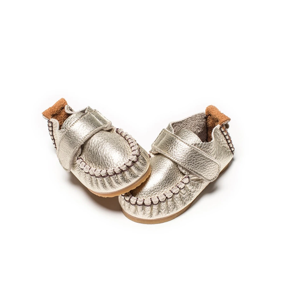 Oello手工牛皮鞋_Velcro shoes銀色