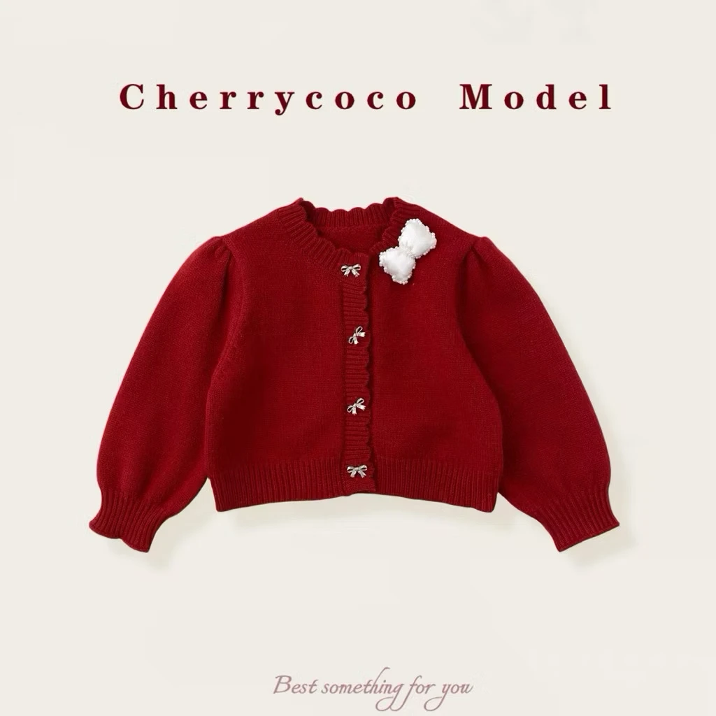 Cherry coco 蝴蝶結針織蛋糕紗裙套裝(120cm)