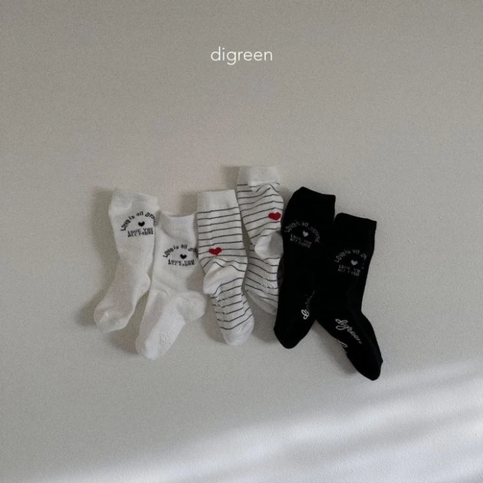 Digreen 條紋愛心襪子(3-pack)
