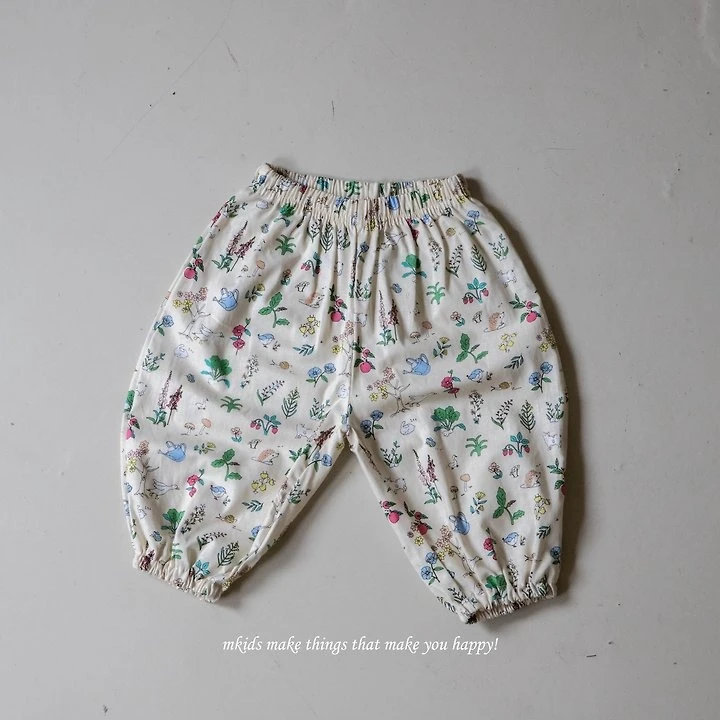 M kids 柔棉印花縮口褲
