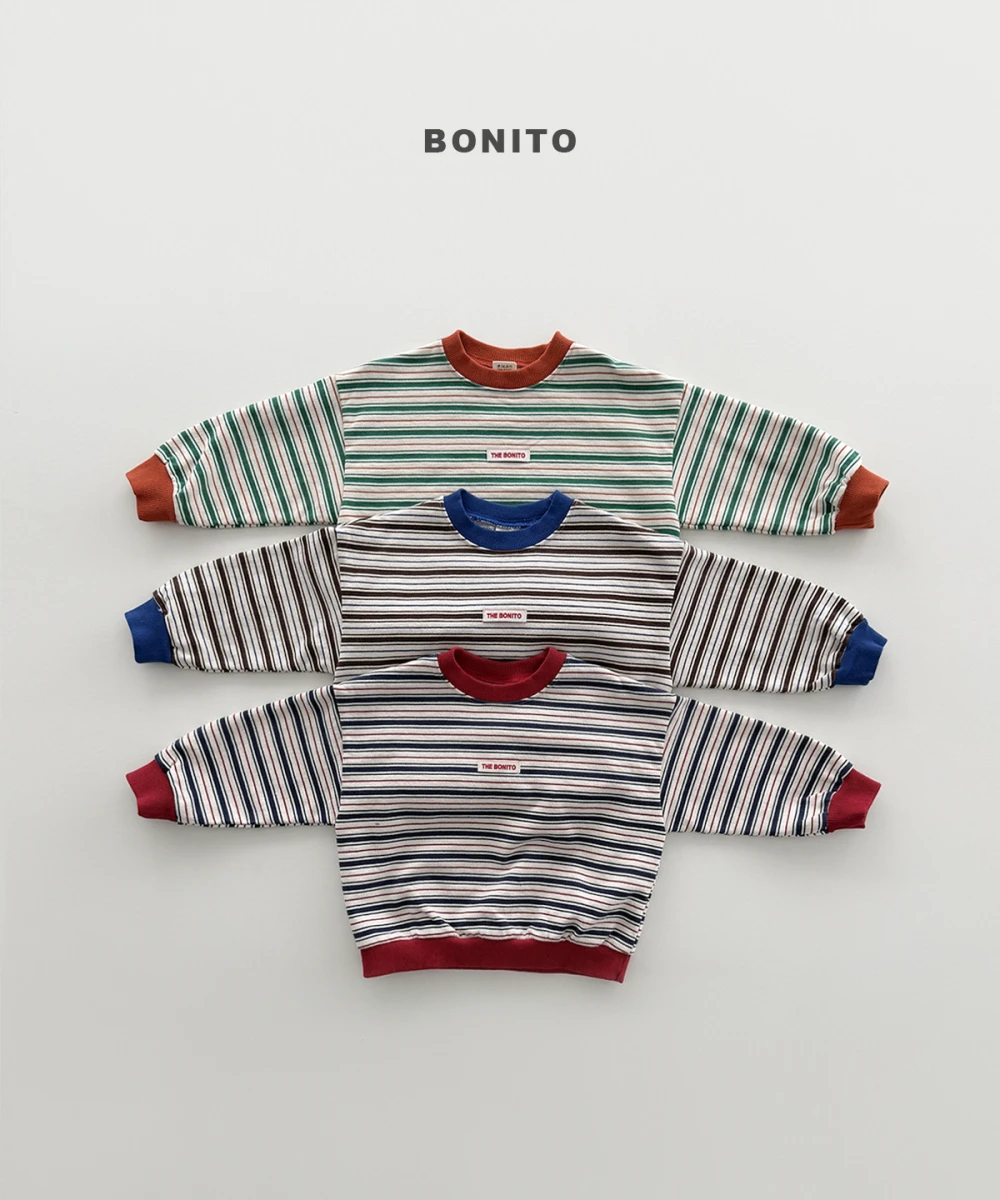 Bonito 撞色條紋大學T