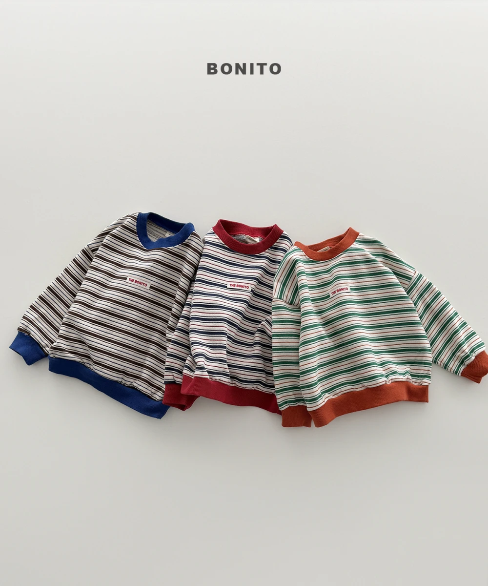 Bonito 撞色條紋大學T