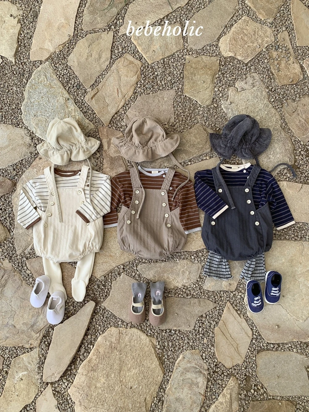 Bebe holic 木釦吊帶包屁衣