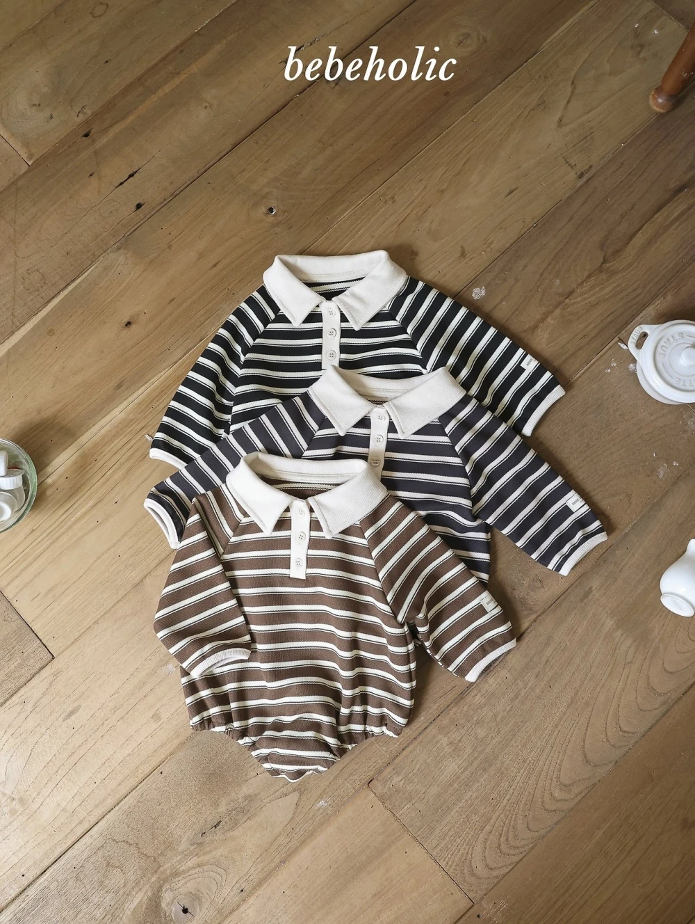 Bebe holic 條紋西裝包屁衣