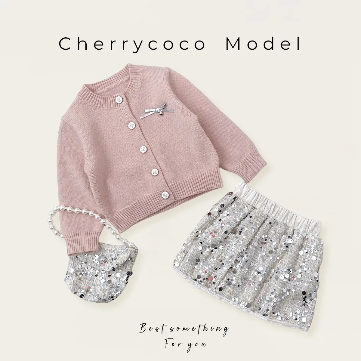 Cherry coco 閃耀亮片針織套裝