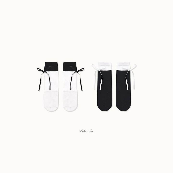 Bebe nine 蝴蝶結靴型長襪(2-pack)