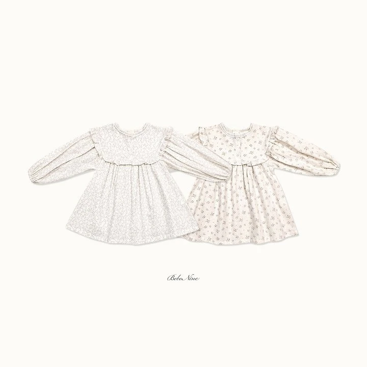 Bebe nine 碎花荷葉邊長袖洋裝