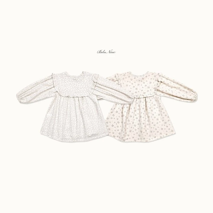 Bebe nine 碎花荷葉邊長袖洋裝