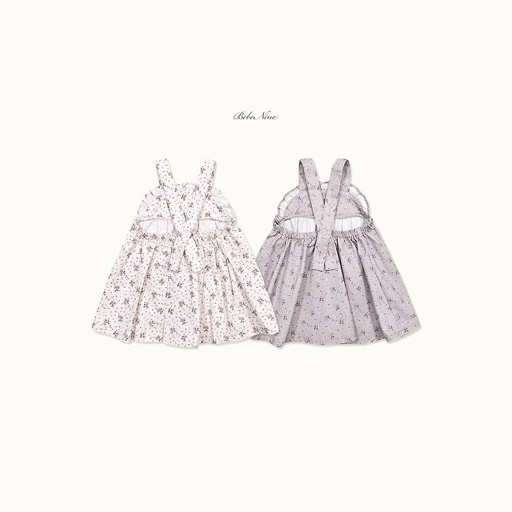 Bebe nine 小碎花荷葉邊吊帶裙