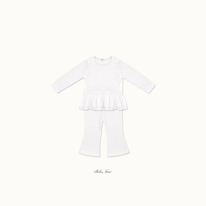 Bebe nine 雙層荷葉拼接喇叭褲套裝
