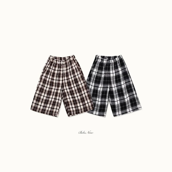 Bebe nine 復古格紋寬褲