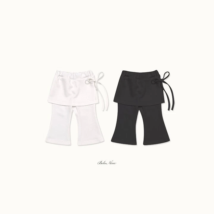 Bebe nine 側綁帶假裙微喇叭褲