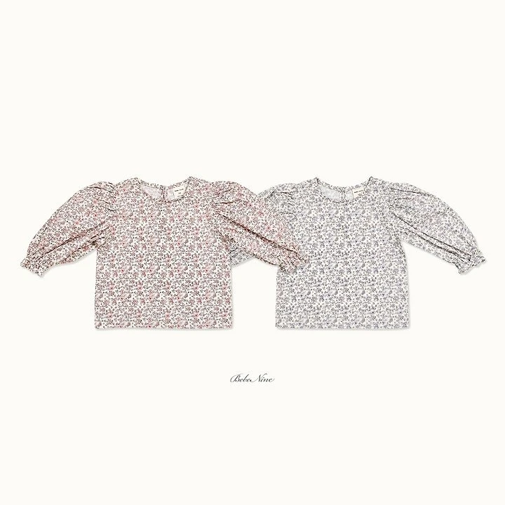 Bebe nine 小碎花澎袖上衣