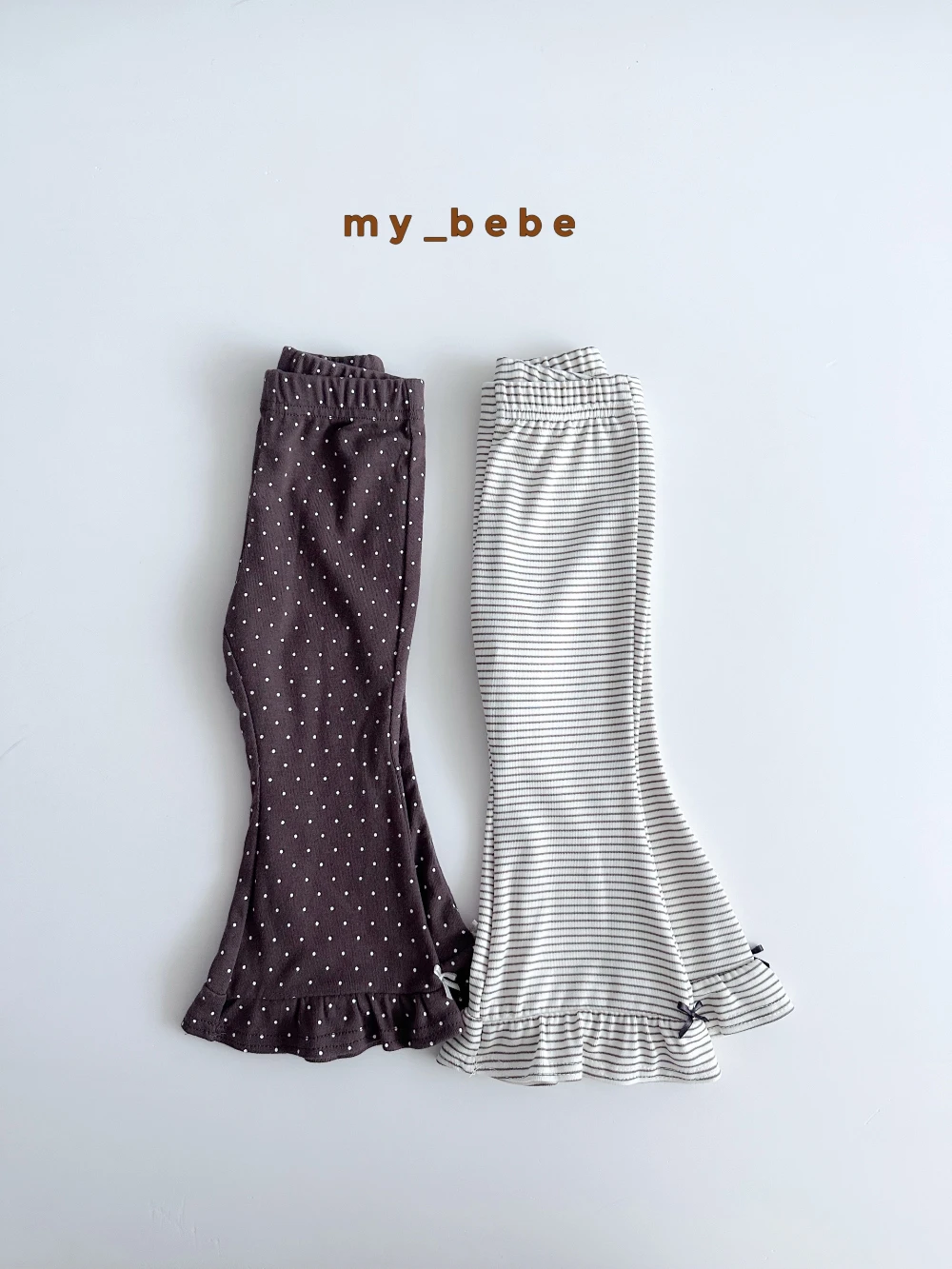 My bebe 拼接荷葉邊喇叭褲