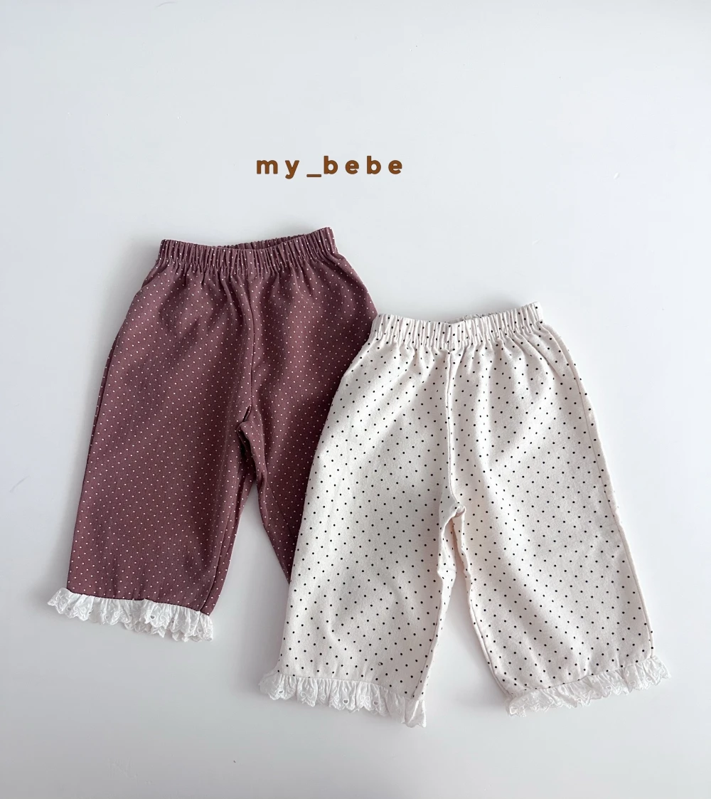 My bebe 波點蕾絲寬褲