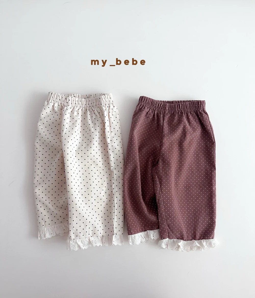 My bebe 波點蕾絲寬褲