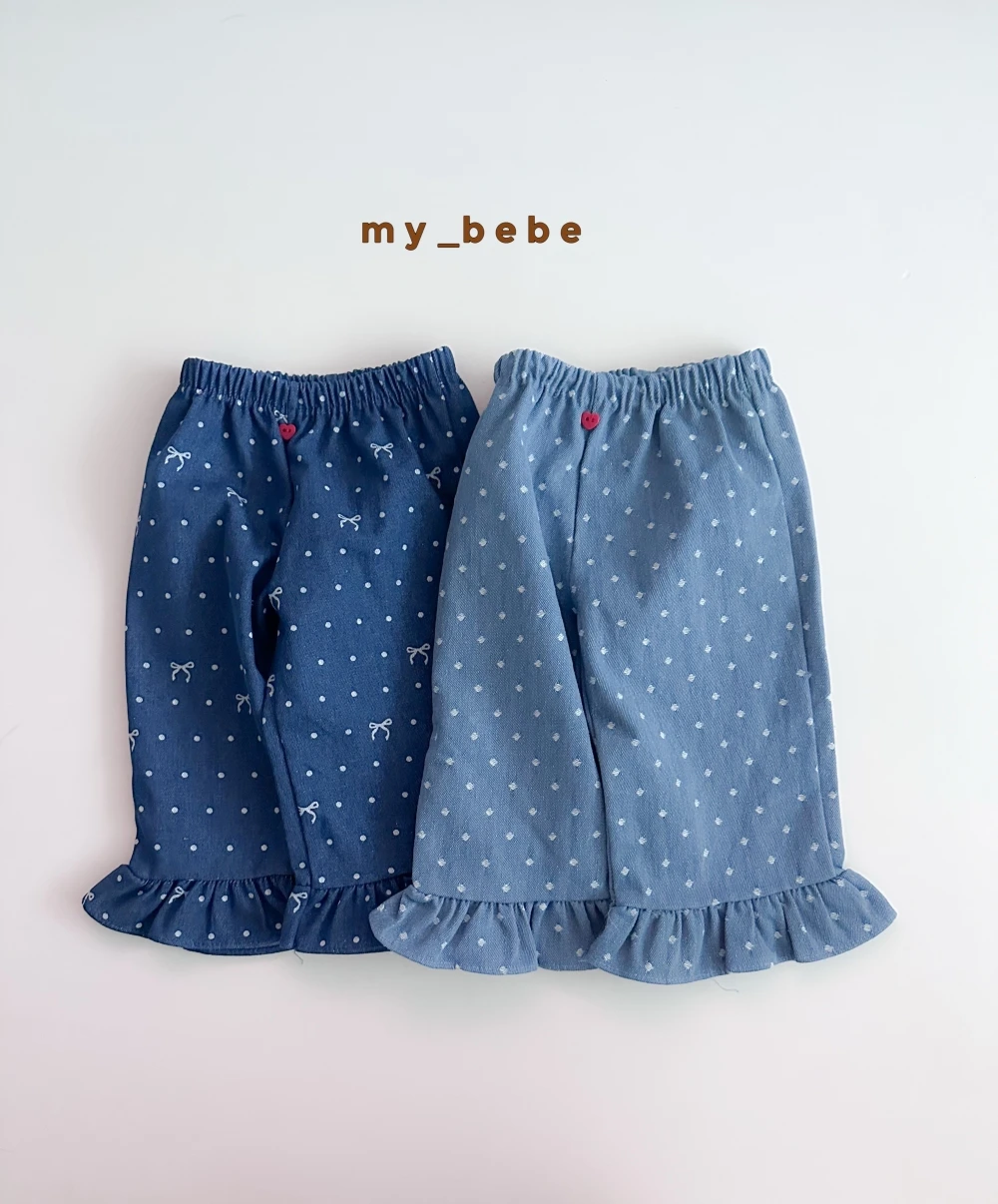 My bebe 蝴蝶結荷葉邊牛仔褲