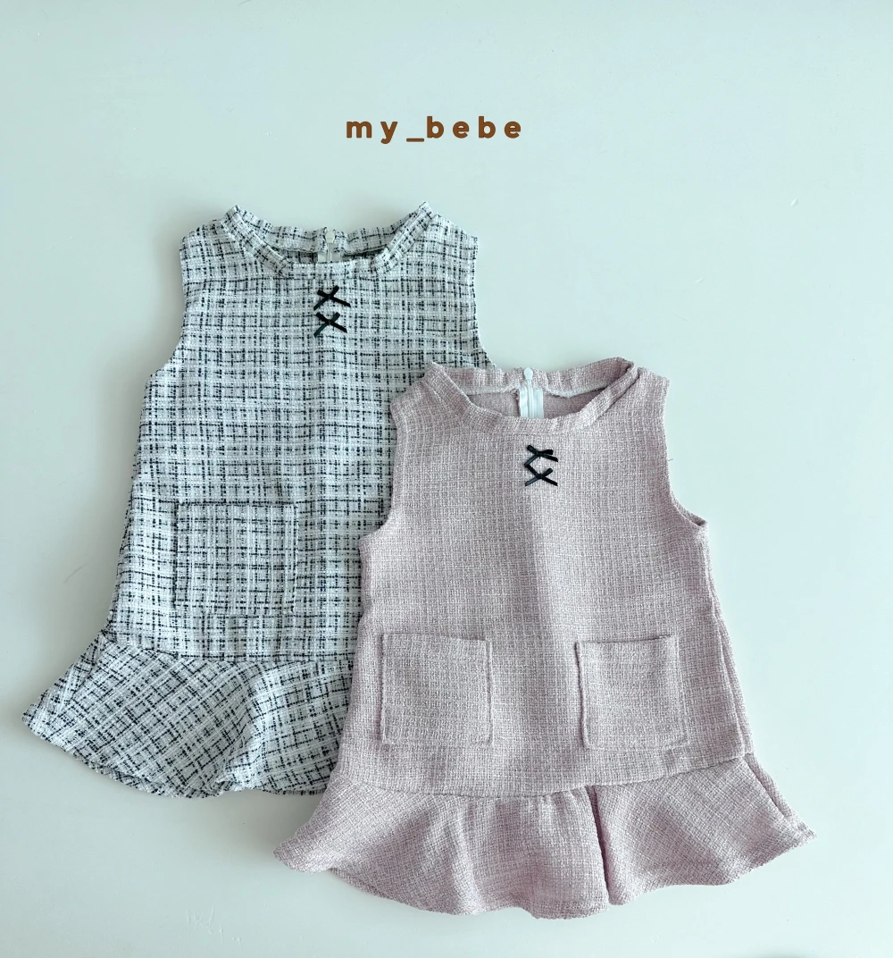 My bebe 緞帶粗花呢洋裝
