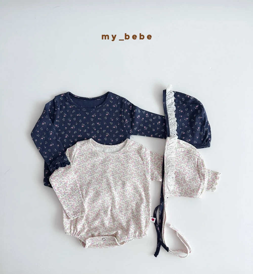 My bebe 花卉包屁衣套裝(含帽子)