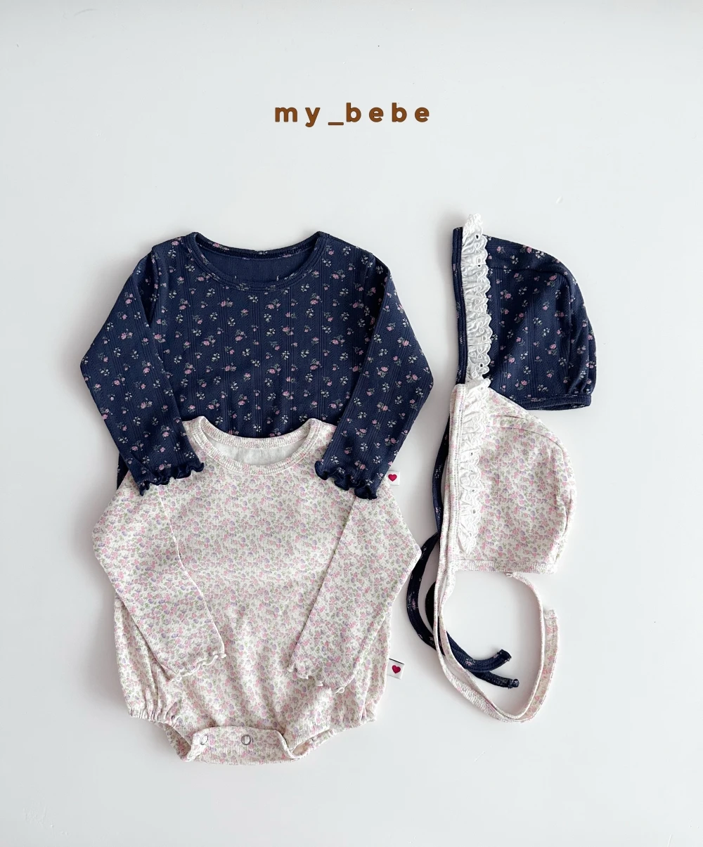 My bebe 花卉包屁衣套裝(含帽子)