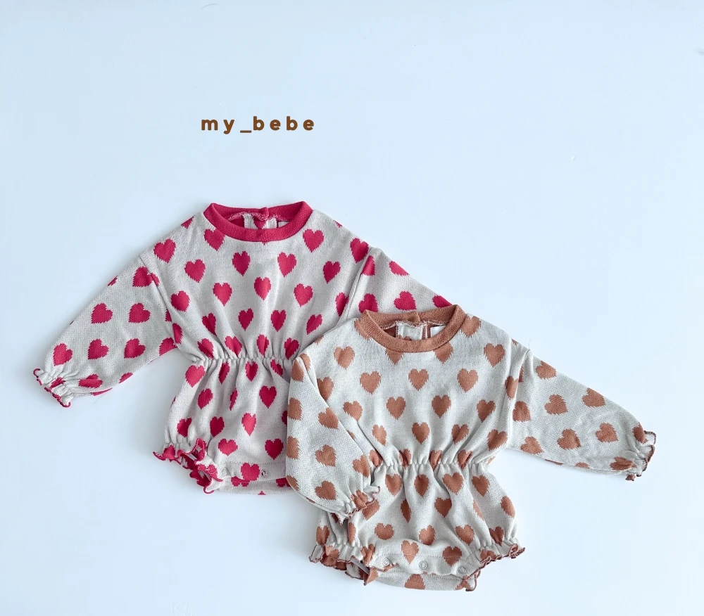 My bebe 撞色愛心鬆緊包屁衣