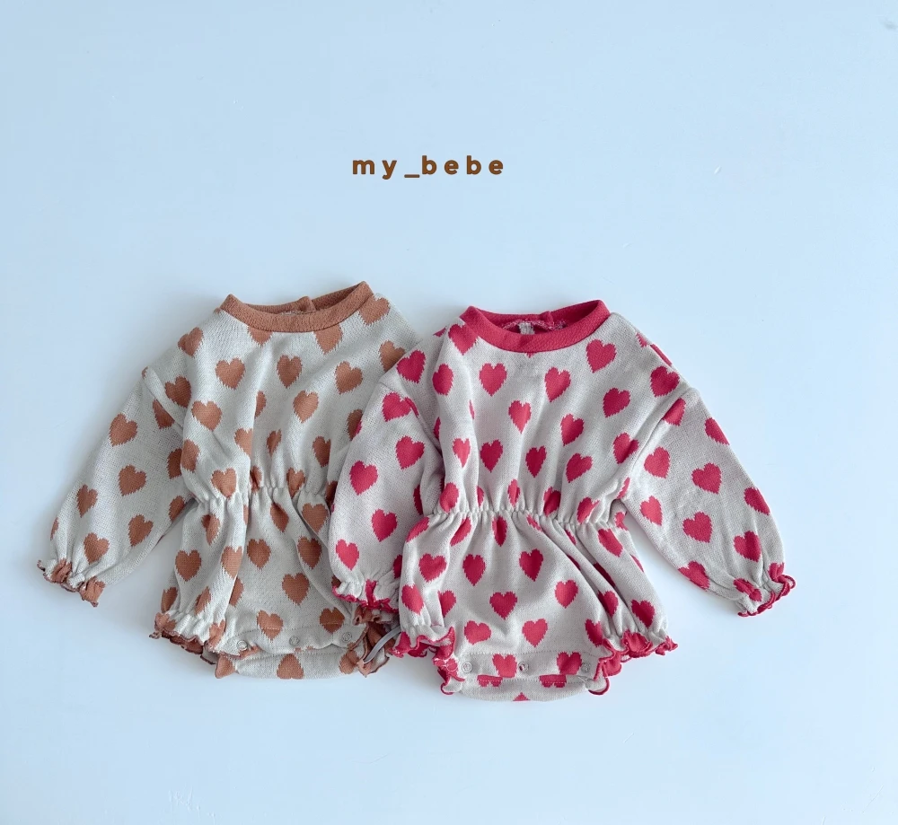 My bebe 撞色愛心鬆緊包屁衣