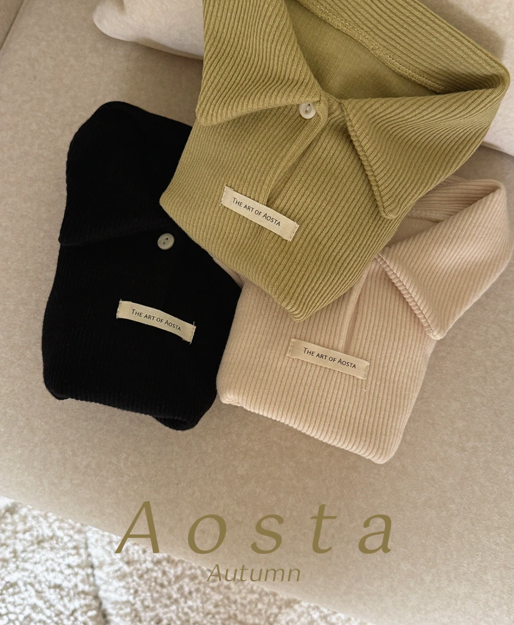 Aosta 坑條翻領上衣