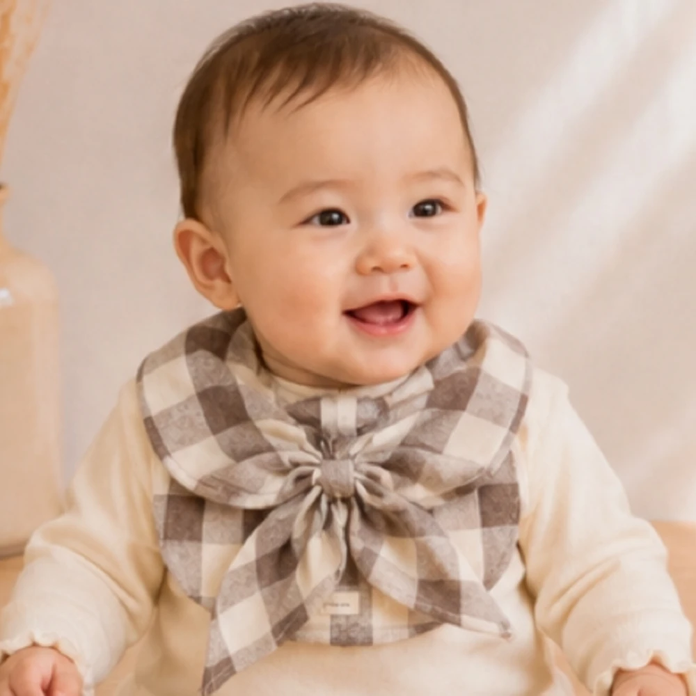 Valubebe 格紋領結圍巾圍兜