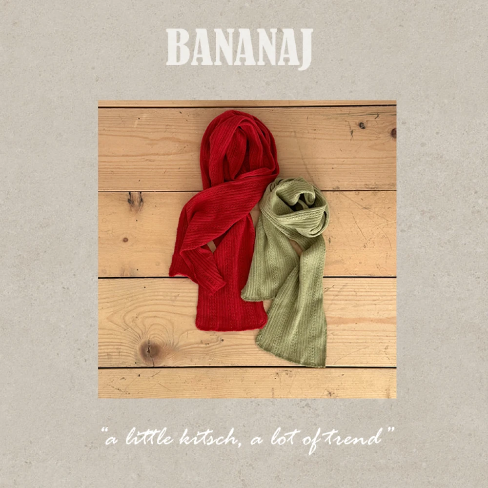 BananaJ 坑條細圍巾
