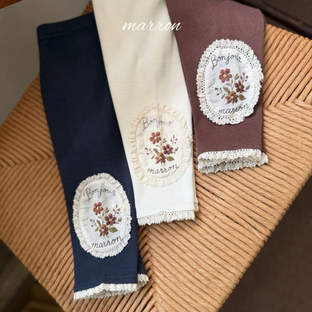 Marron 法式花標蕾絲緊身褲