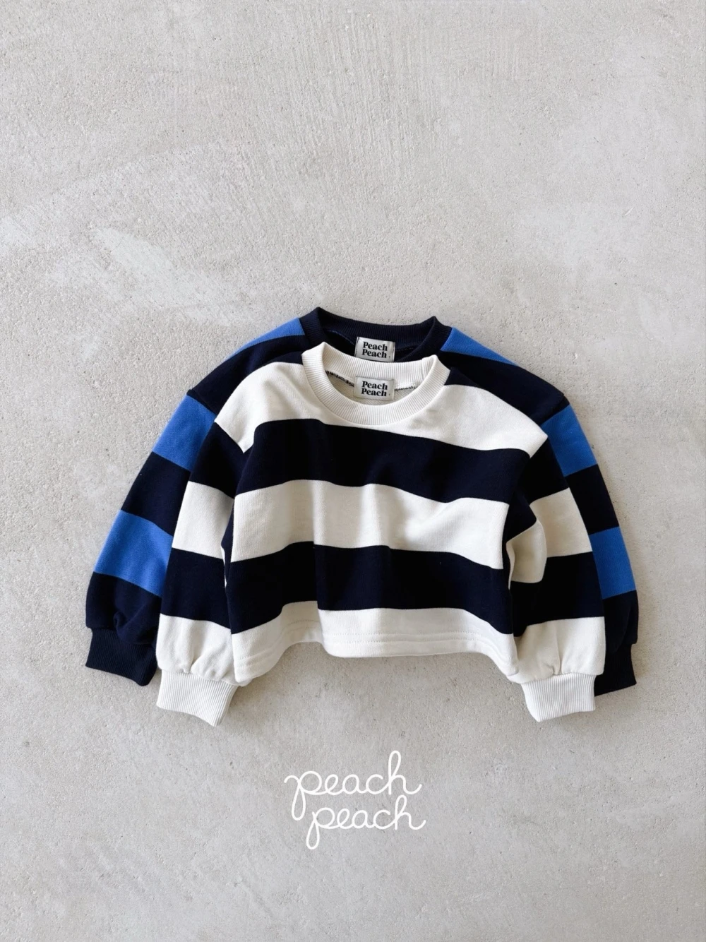 Peach peach 藍調條紋大學T