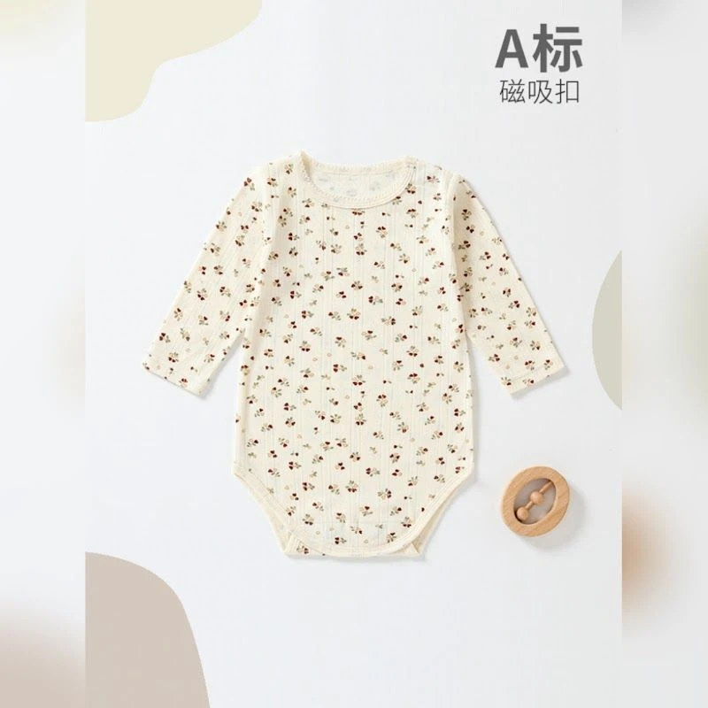 小碎花磁吸長袖包屁衣
