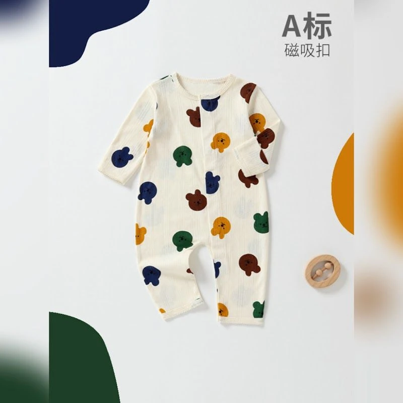 彩色大頭小熊磁吸長袖連身衣