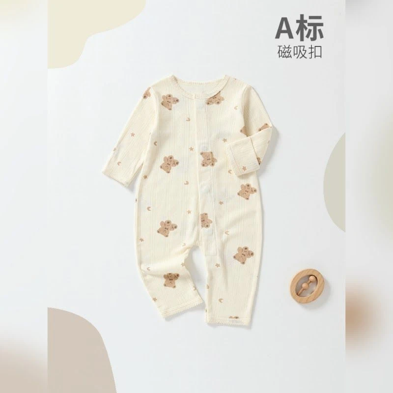 小熊印花磁吸長袖連身衣