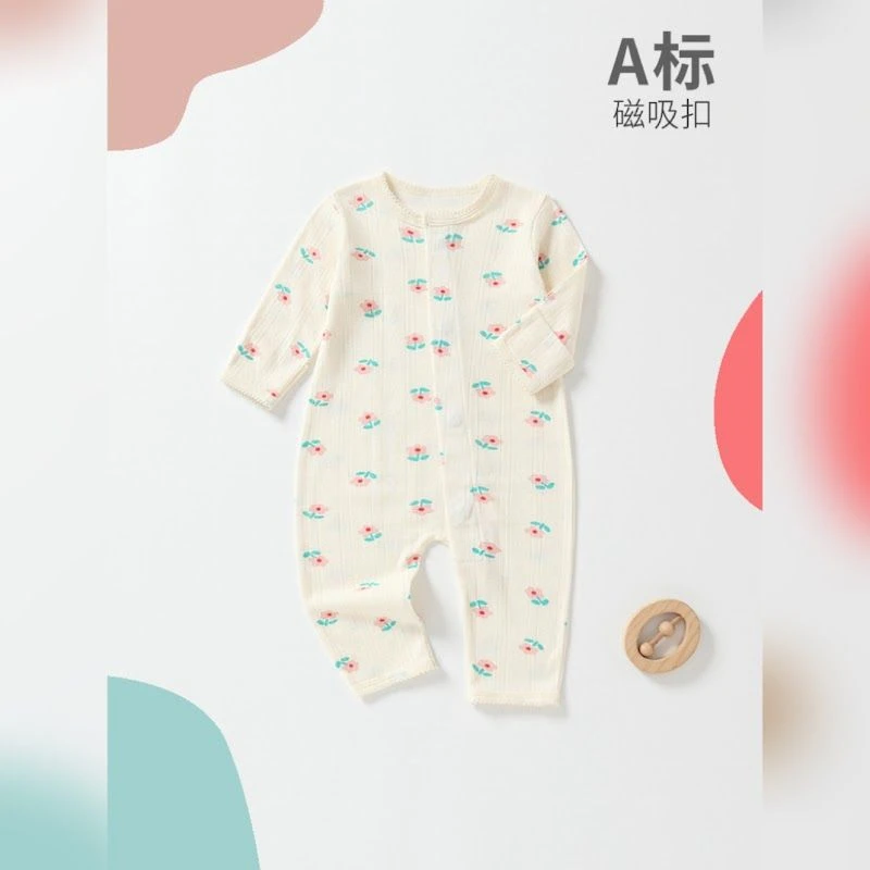 小花朵磁吸長袖連身衣