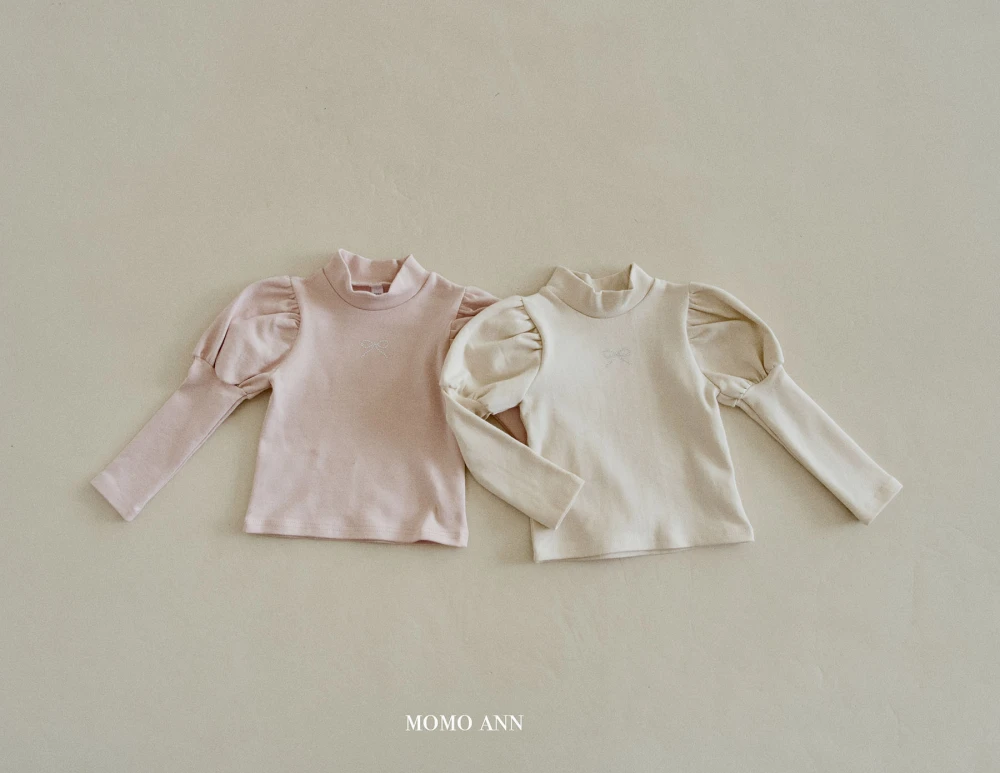 Momoann 蝴蝶結微領泡泡袖上衣