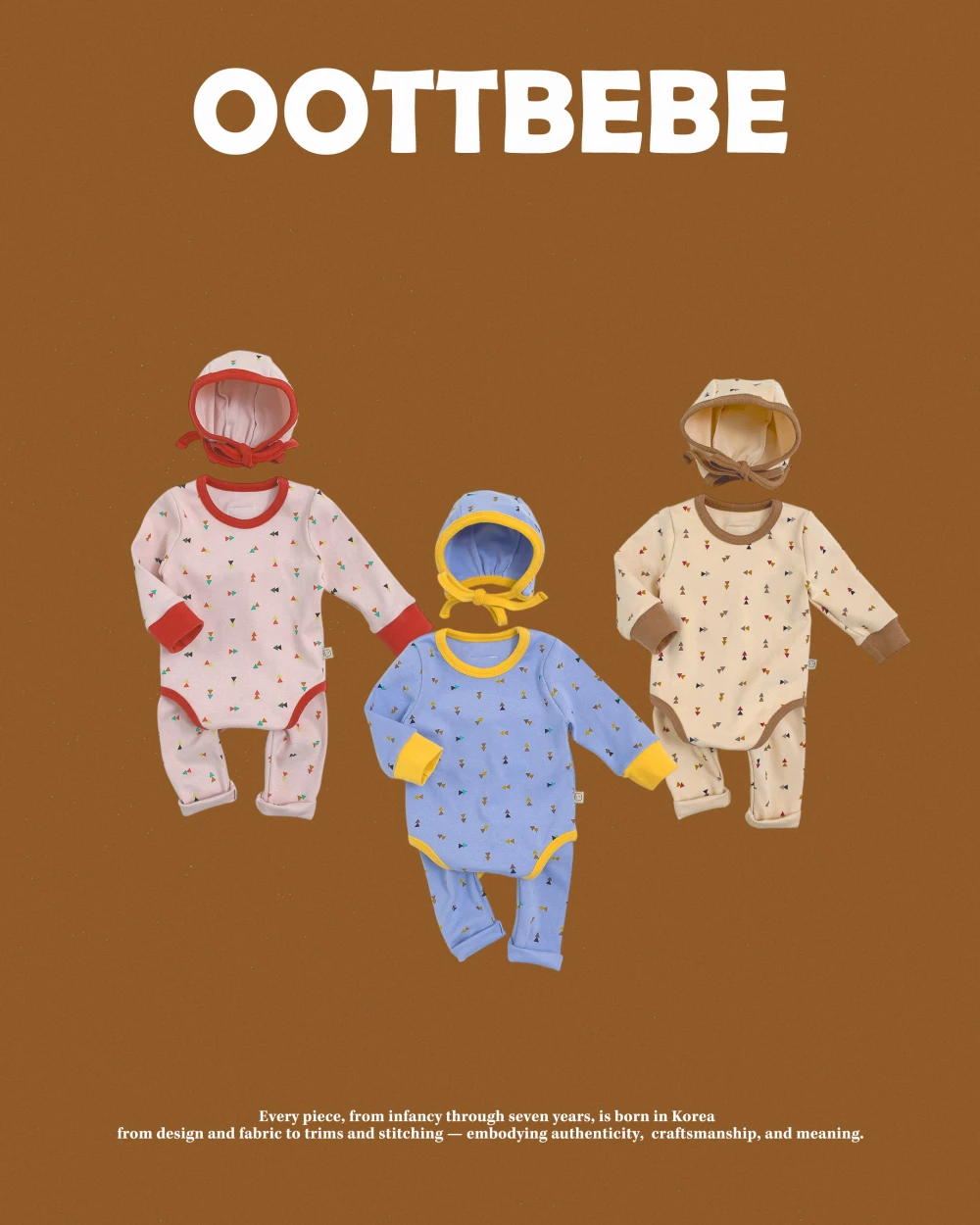 Oottbebe 三角形嬰兒套裝+帽子