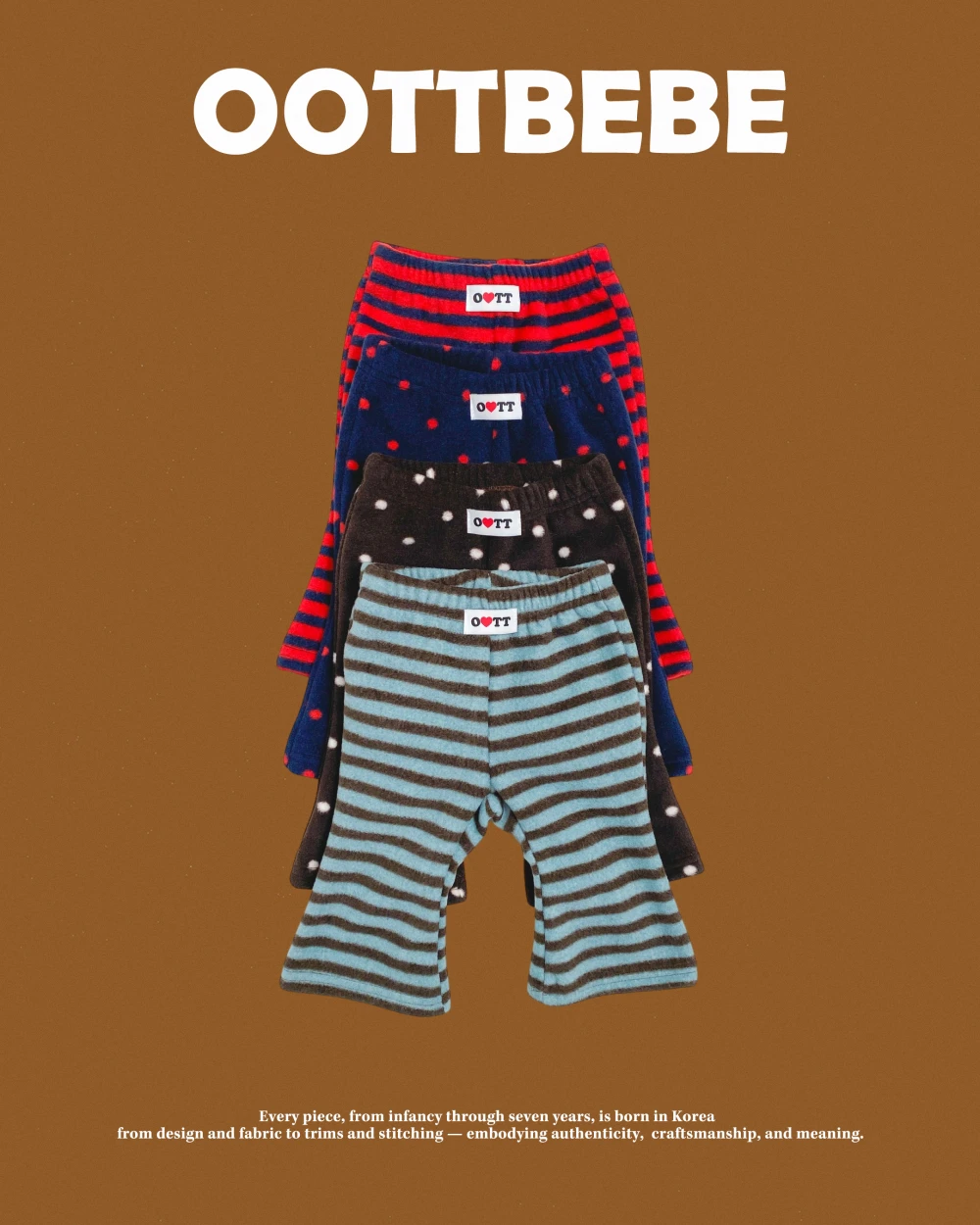 Oottbebe 條紋點點喇叭褲