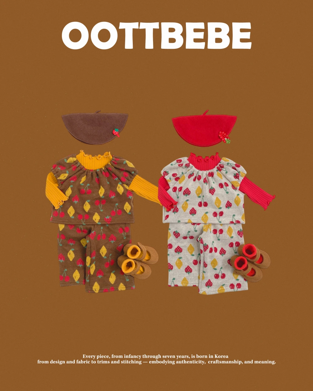 Oottbebe 草莓櫻桃針織背心套裝
